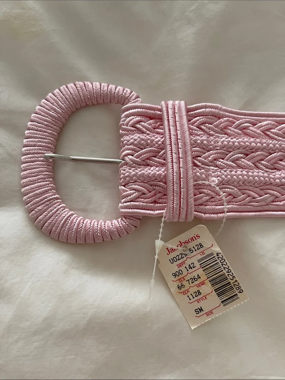 NWT Vintage Jacobson’s Pink Braided Wide Waist Belt with Wrapped Buckle